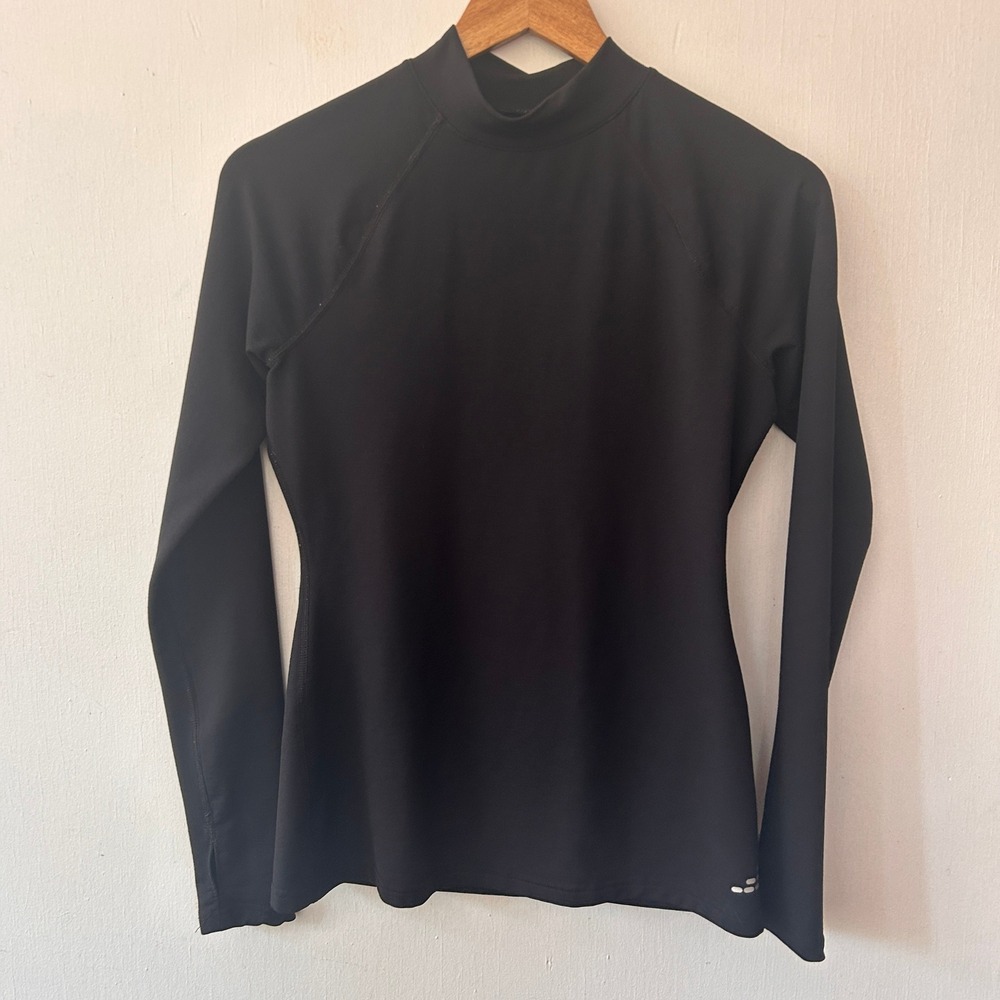 BCG Mock Neck Base Layer Women Small Black Thumbhole Athletic Gorpcore Winter